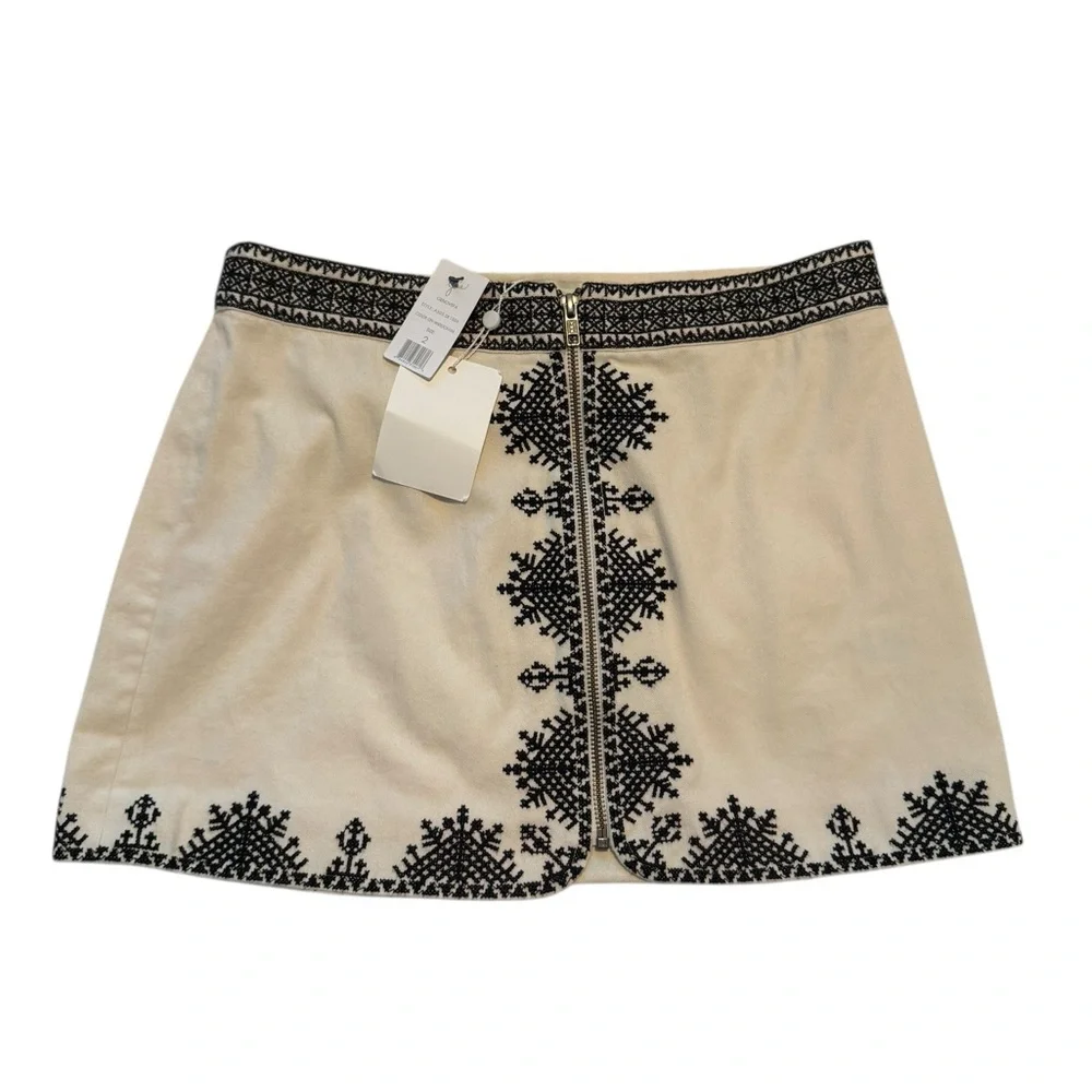 NWT Joie Off-White Caviar Genovefa Embroidered Mini Skirt, Size 2